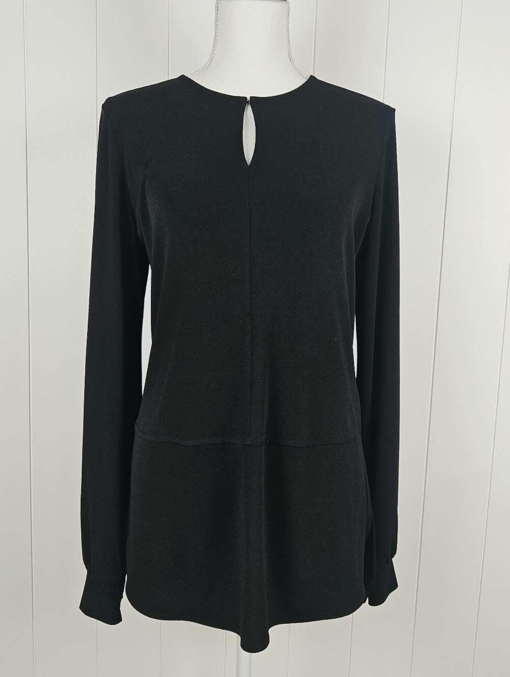 Lauren Ralph Lauren Black Tunic Womens Stretch Long Sleeve V Neck Keyhole M